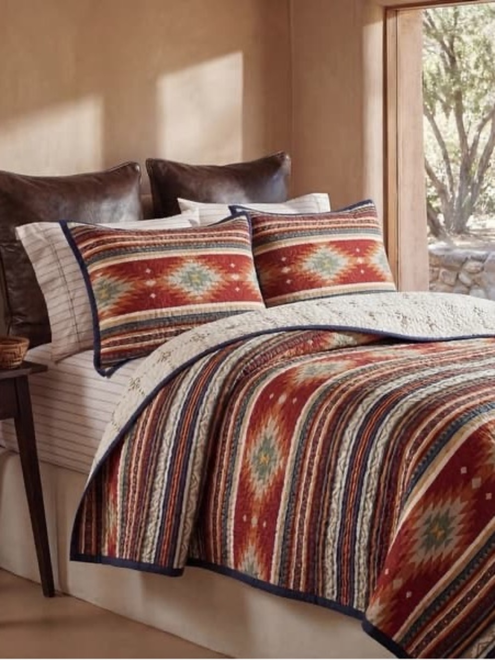 Paseo Road Del Sol Aztec Western Bedding 3 Piece Reversible Quilt Set  Sz Twin